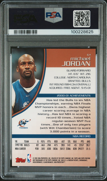 2001 Topps Pristine Michael Jordan #6 PSA 8