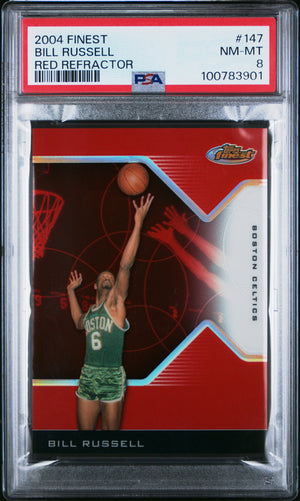 2004 Finest Bill Russell #147 Red Refractor /149 PSA 8