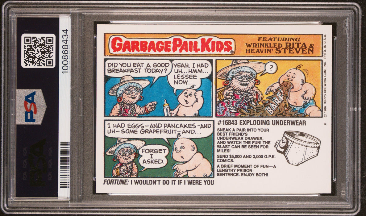1986 Garbage Pail Kids Tom Thumb #218a Stickers PSA 10