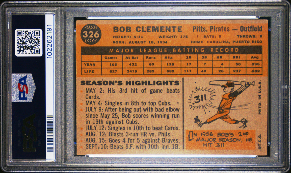 1960 Topps Bob Clemente #326 PSA 3.5