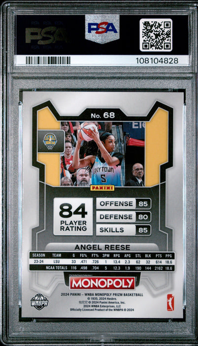 2024 Panini Prizm Monopoly WNBA Angel Reese #68 RC Rookie PSA 10 Gem Mint