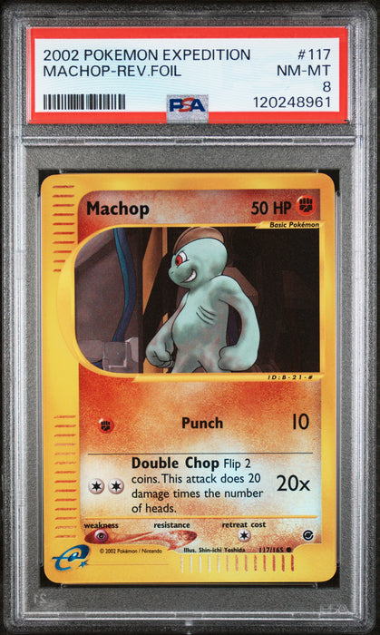 2002 Pokemon Expedition Machop Reverse Foil #117 PSA 8