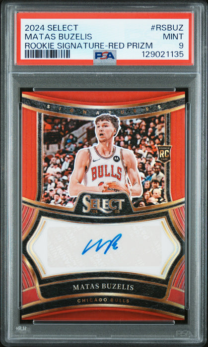 2024 Select Matas Buzelis #RSBUZ Rookie Signature Red Prizm RC Auto /99 PSA 9