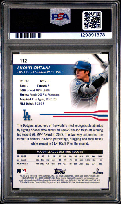2024 Topps Pristine Shohei Ohtani #112 Green Refractor /150 PSA 10