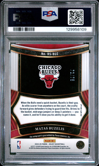 2024 Select Matas Buzelis #RSBUZ Rookie Signature Purple Prizm RC Auto /75 PSA 10