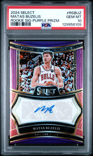 2024 Select Matas Buzelis #RSBUZ Rookie Signature Purple Prizm RC Auto /75 PSA 10