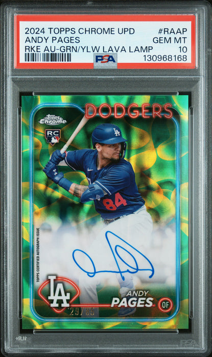 2024 Topps Chrome Update Andy Pages #RAAP Green Yellow Lava Lamp RC Rookie Auto /85