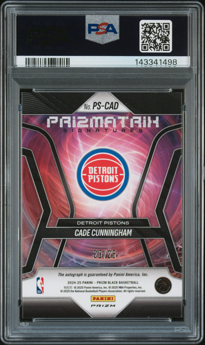 2024 Prizm Black Cade Cunningham #PS-CAD Prizmatrix Blue Shimmer FOTL Auto 9 PSA 9
