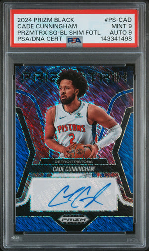 2024 Prizm Black Cade Cunningham #PS-CAD Prizmatrix Blue Shimmer FOTL Auto 9 PSA 9