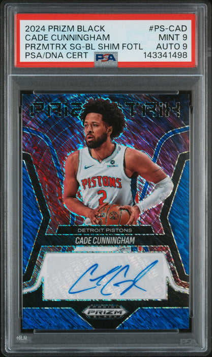 2024 Prizm Black Cade Cunningham #PS-CAD Prizmatrix Blue Shimmer FOTL Auto 9 PSA 9