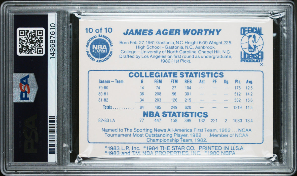 1983-84 Star All-Rookies James Worthy #10 PSA 8