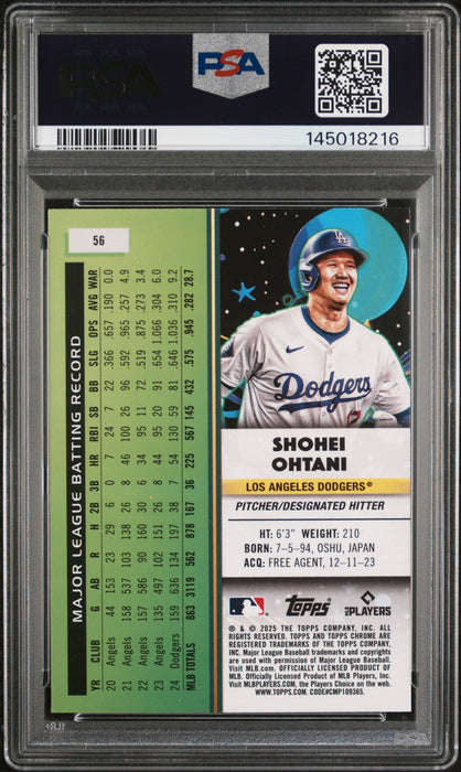 2025 Topps Chrome Cosmic Chrome Shohei Ohtani #56 PSA 10 A