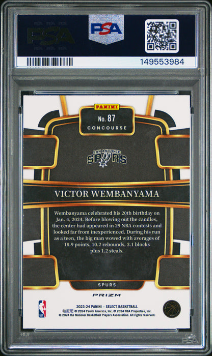2023 Panini Select Victor Wembanyama #87 Blue Prizm RC Rookie PSA 10