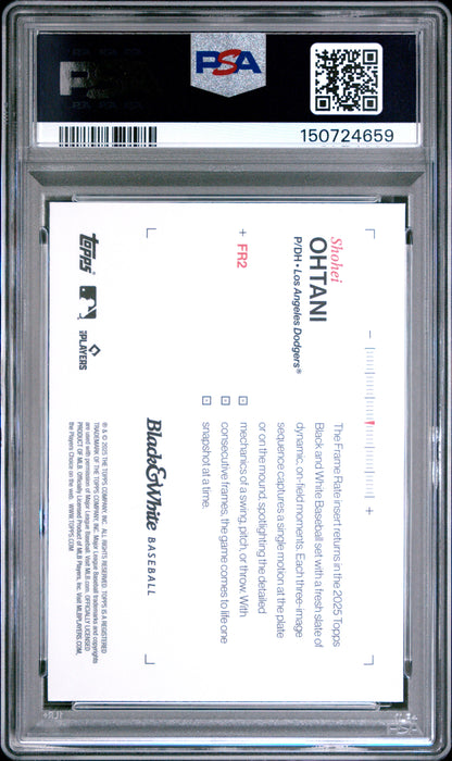 2025 Topps Black & White Shohei Ohtani #FR2 Frame Rate PSA 8