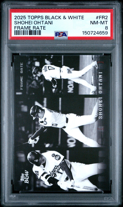 2025 Topps Black & White Shohei Ohtani #FR2 Frame Rate PSA 8