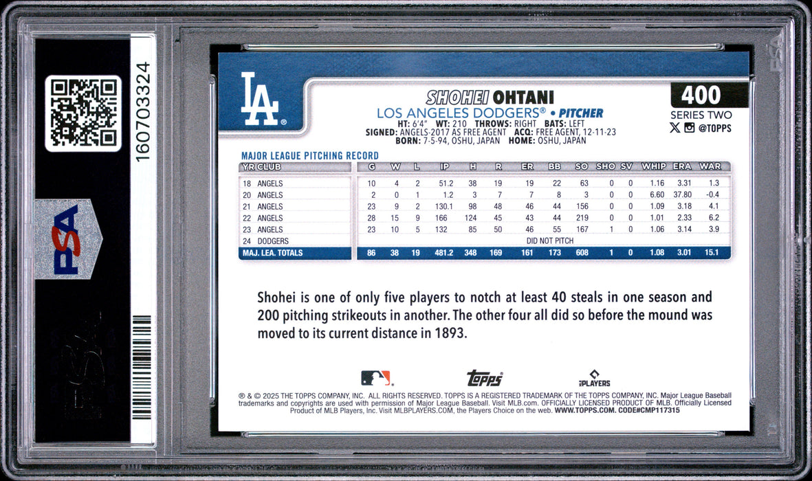 2025 Topps Series 2 Shohei Ohtani #400 Big Apple PSA 9