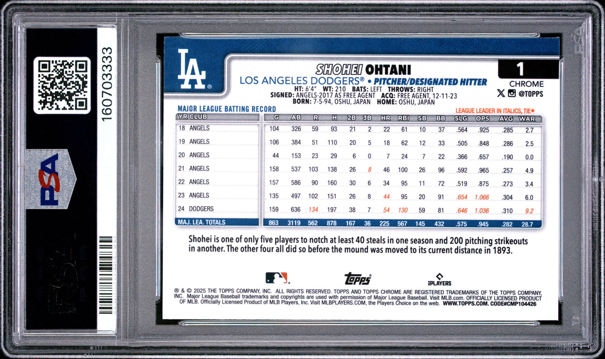 2025 Topps Chrome Shohei Ohtani #1 Negative Refractor
