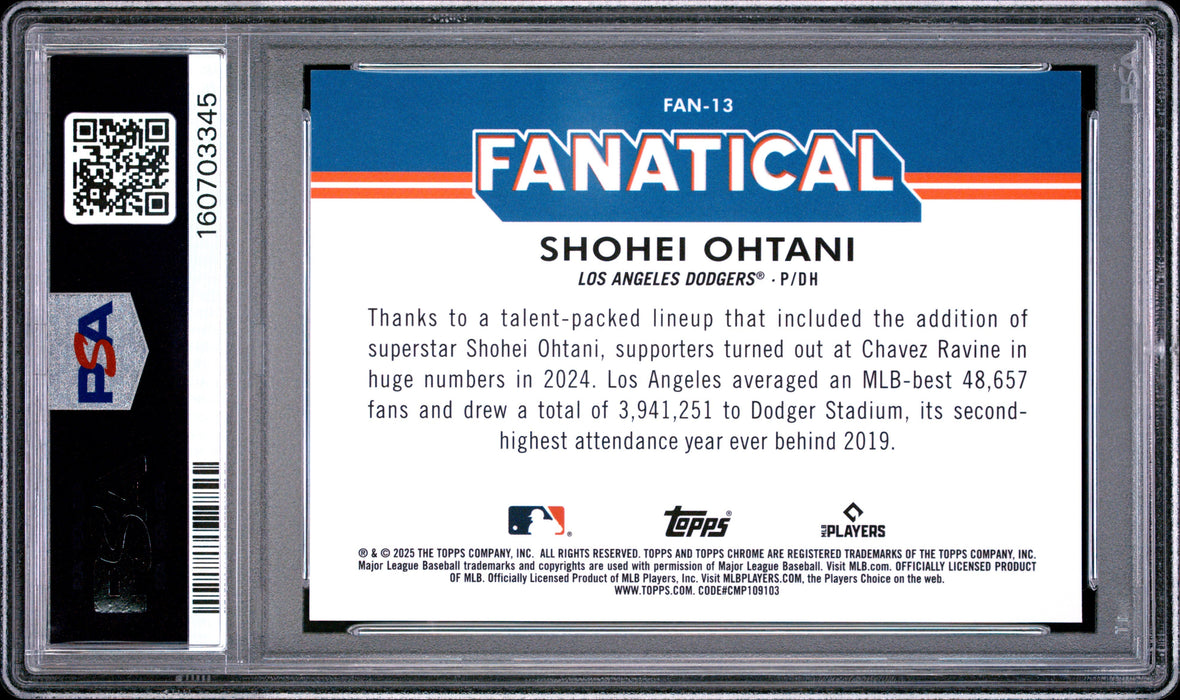 2025 Topps Chrome Shohei Ohtani #FAN13 Fanatical PSA 10