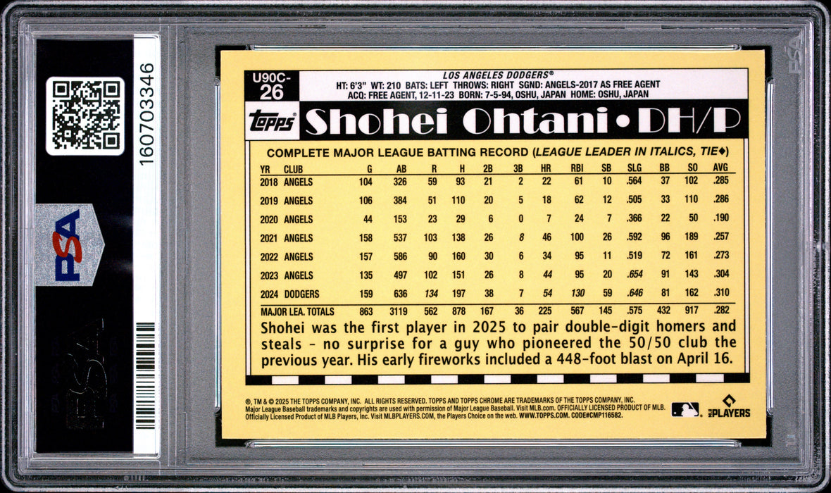 2025 Topps Silver Pack Shohei Ohtani #26 Update Blue /150 PSA 9