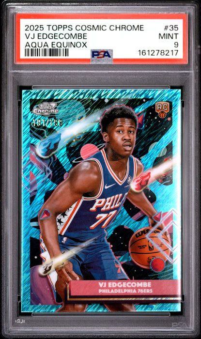 2025 Topps Cosmic Chrome VJ Edgecomb #35 Aqua Equinox RC Rookie /199 PSA 9