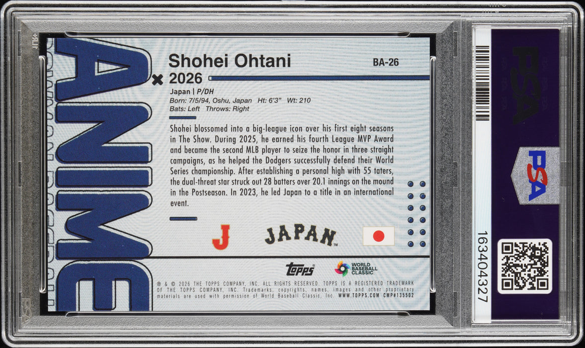2026 Bowman Shohei Ohtani #BA-26 Anime *CASE HIT PSA 9 SSP