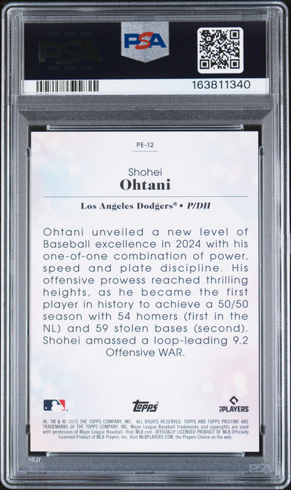 2025 Topps Pristine Shohei Ohtani #12 Pearlescent PSA 9