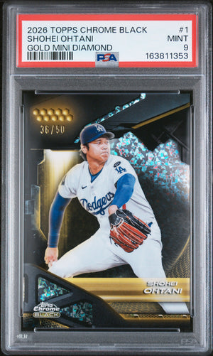 2026 Topps Chrome Black Shohei Ohtani #1 Gold Mini Diamond PSA 9