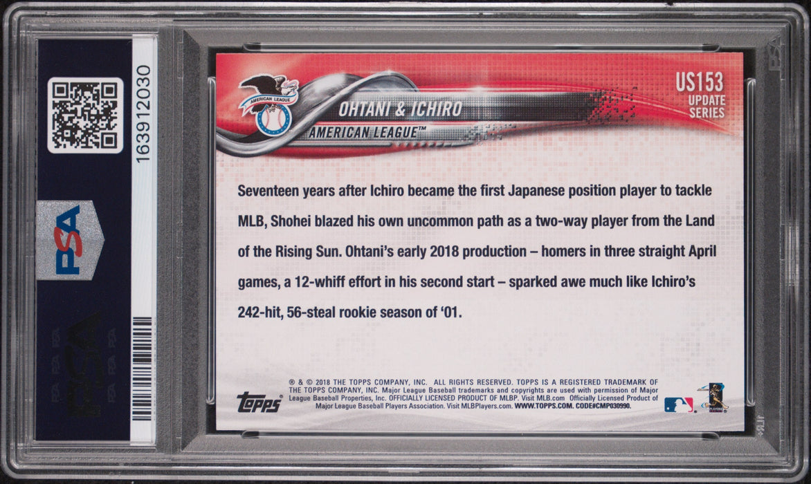 2018 Topps Update Shohei Ohtani Ichiro Suzuki #US153 RC Rookie PSA 10
