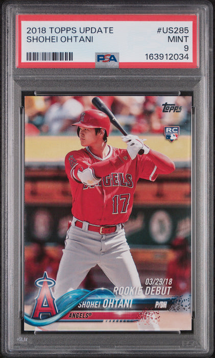 2018 Topps Update Shohei Ohtani #US285 RC Rookie Batting PSA 9