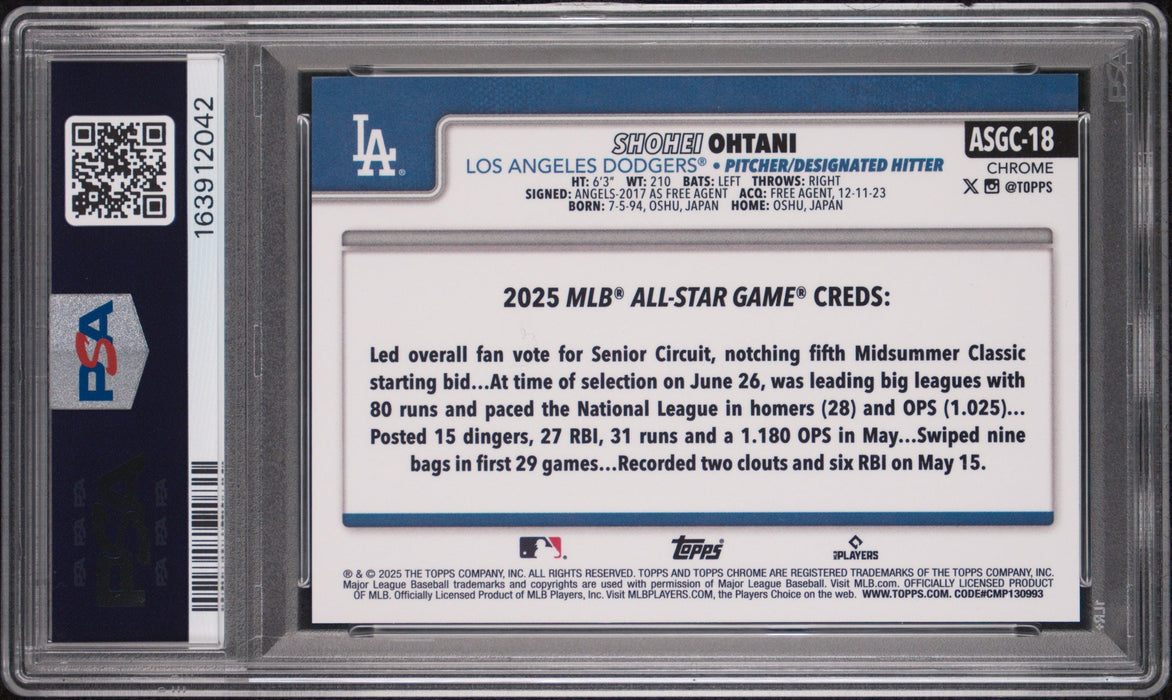 2025 Topps Chrome UPD Shohei Ohtani #18 25' All Star Game Variation PSA 9