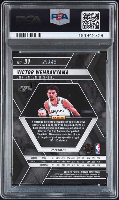 2024 Mosaic Victor Wembanyama #31 Orange Ice /49 PSA 5