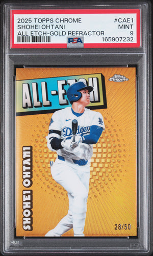 2025 Topps Chrome Shohei Ohtani #CAE1 All Etch Gold Refractor /50 PSA 9