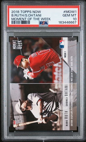 2018 Topps Now Babe Ruth Shohei Ohtani #MOW-1 Moment of the Week RC PSA 10