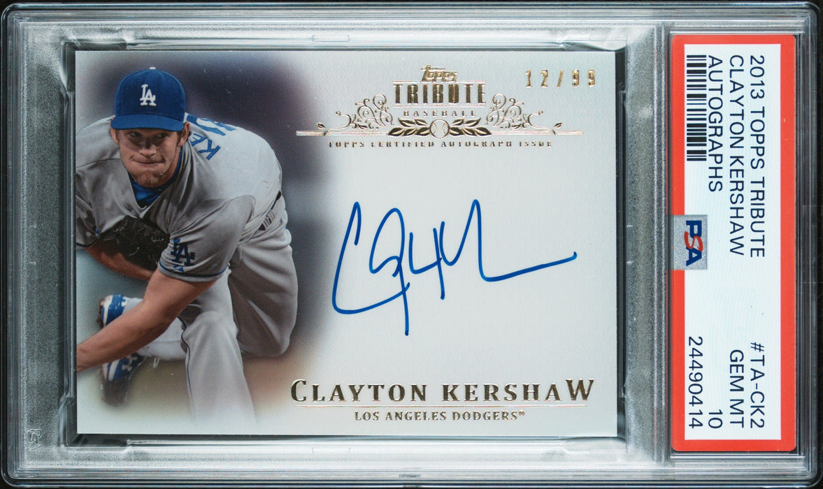 2013 Topps Tribute Clayton Kershaw #TA-CK2 Autograph /99 PSA 10