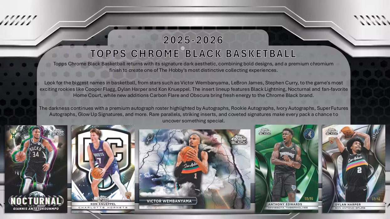 2025-26 Topps Chrome Black Basketball - Hobby Box