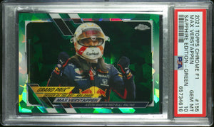 2021 Topps Chrome F1 Max Verstappen #155 Sapphire Edition Green /75 PSA 10