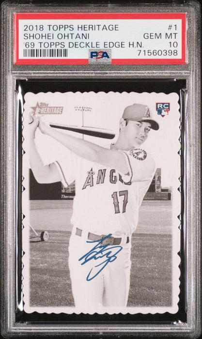 2018 Topps Heritage Shohei Ohtani #1 '69 Topps Deckle H.N RC Rookie PSA 10