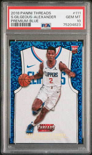2018 Panini Threads Shai Gilgeous-Alexander #111 Premium Blue RC /75 PSA 10