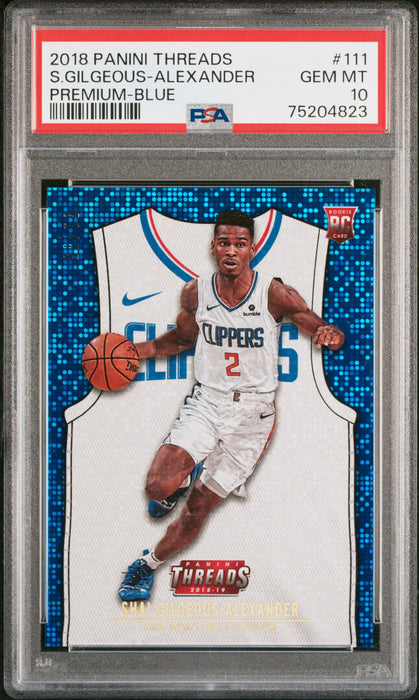 2018 Panini Threads Shai Gilgeous-Alexander #111 Premium Blue RC /75 PSA 10