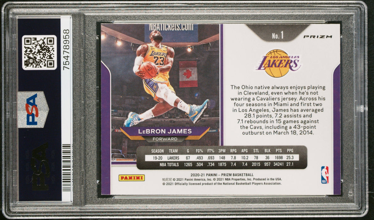 2020 Panini Prizm LeBron James #1 Hyper Prizm PSA 10