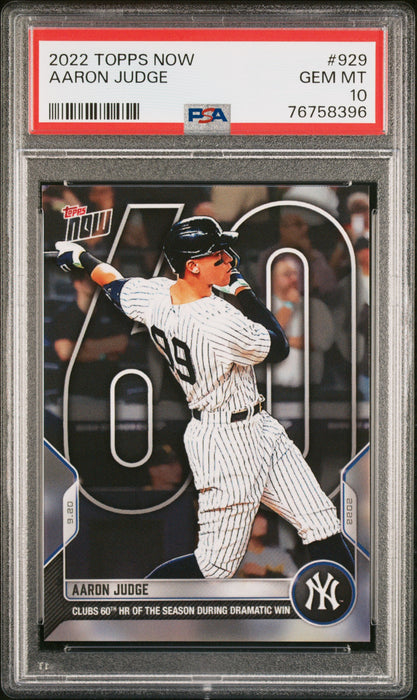 2022 Topps Now Aaron Judge #929 PSA 10 Gem Mint