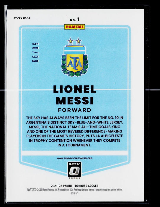 2021-22 Donruss Optic Lionel Messi #1 Blue Prizm /99