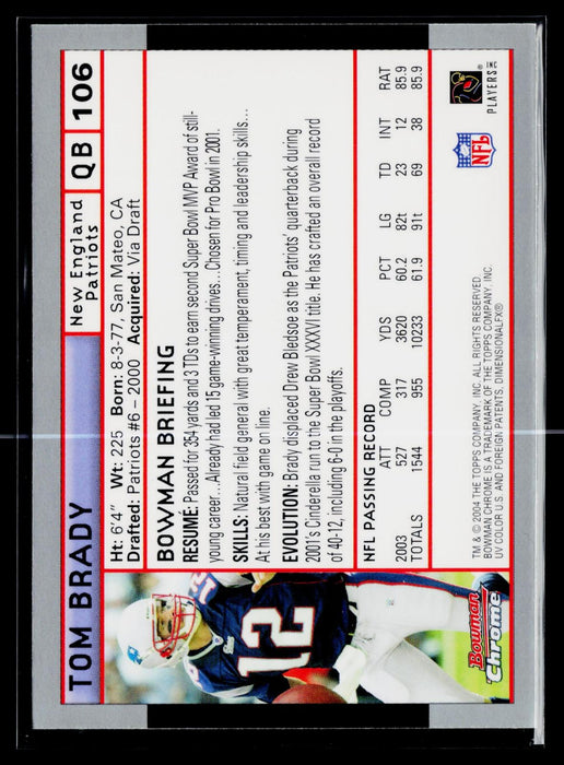 2004 Bowman Chrome Tom Brady #106