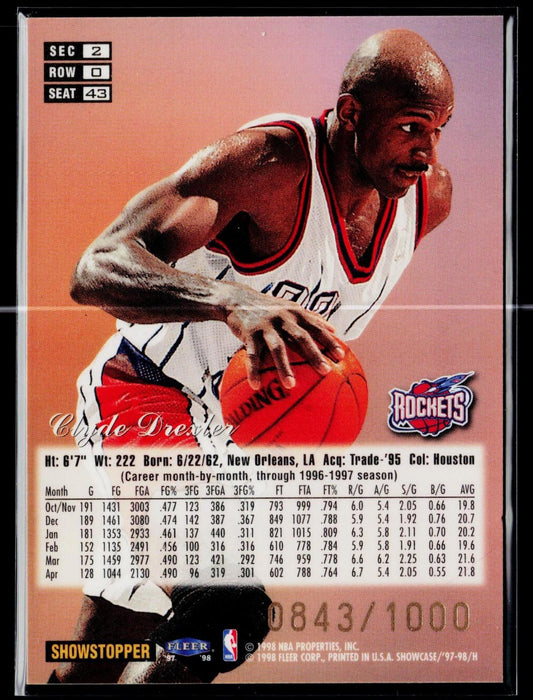 1997-98 Flair Showcase Clyde Drexler #43 Flair Showcase Row 0 #/1000