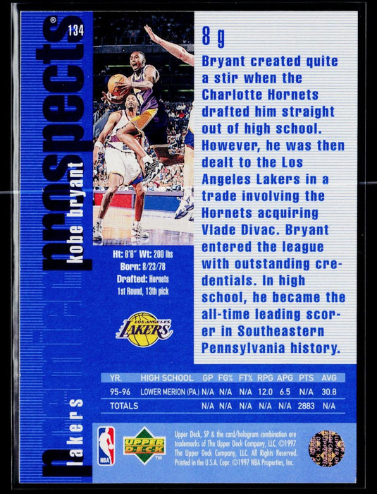 1996-97 SP Upper deck Kobe Bryant #134 RC Rookie