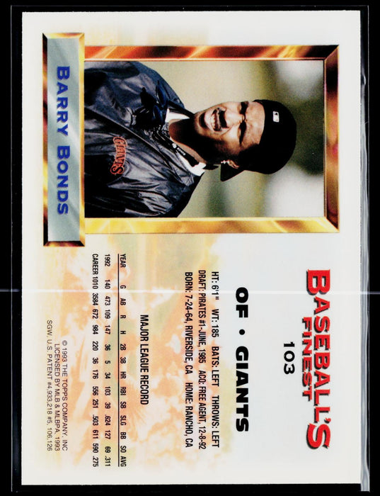 1993 Topps Finest Barry Bonds #103