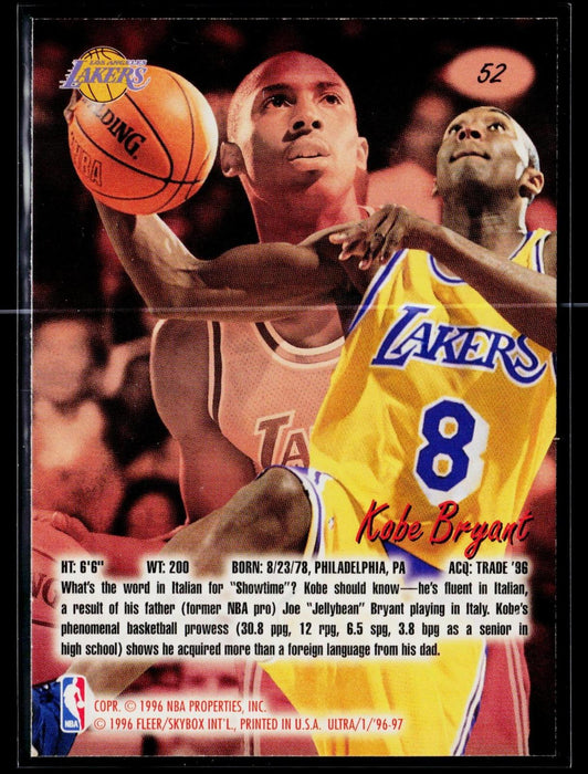 1996-97 Fleer Ultra Kobe Bryant RC Rookie #52