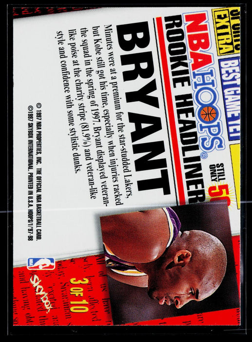 1997-98 Hoops Kobe Bryant #3 Rookie Headliners