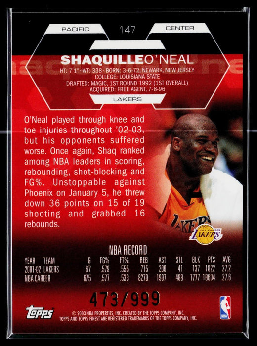 2002-03 Finest Shaquille O'Neal #147 #/999 Jersey Patch