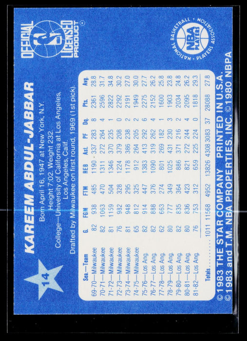 1983 Star All-Star Game Kareem Abdul-Jabbar #14